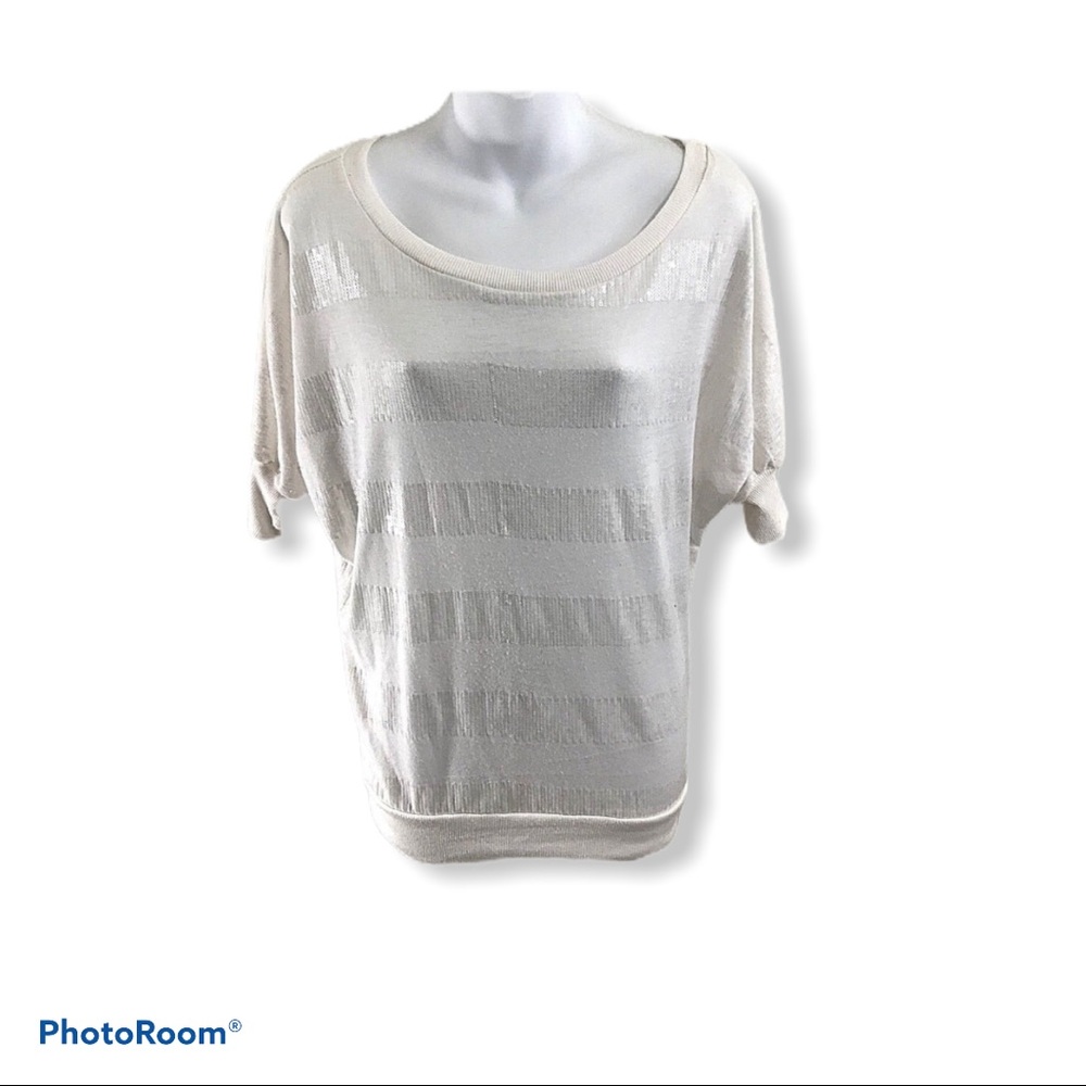❤️Love Rocks Top Blouse Small Ivory Embellis…